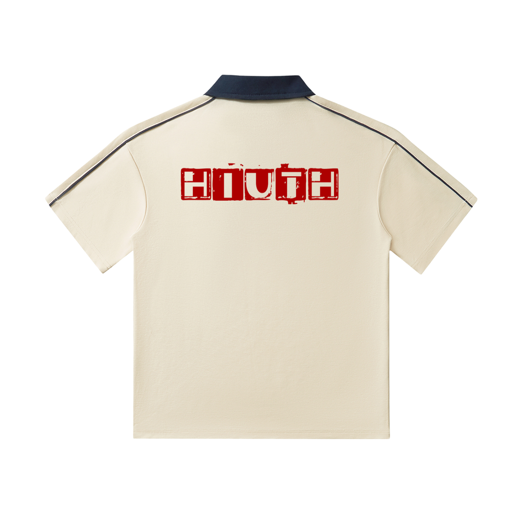 Contrast Collar Short-Sleeve Polo Shirt
