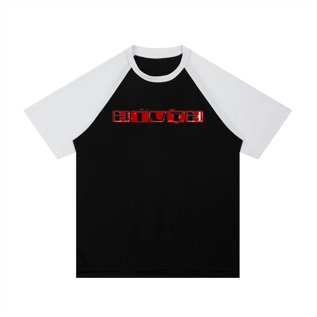Contrast Raglan Sleeve Mesh T-Shirt